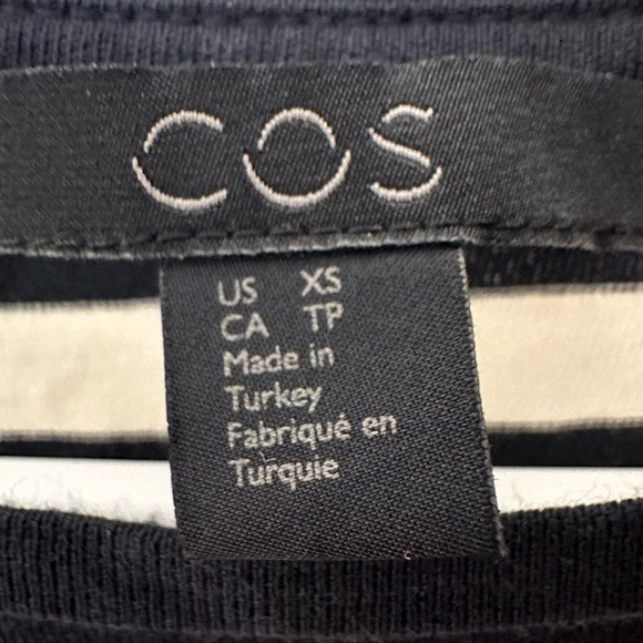 COS NAVY BLUE & WHITE STRIPE JERSEY ROUND NECK RELAXED FIT A-LINE DRESS SIZE XS - Picture 4 of 6